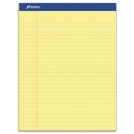 Ampad Recycled Writing Pad, Wide/Legal Rule, 8.5x11.75, Canary, 50 Sht, PK12 20-270